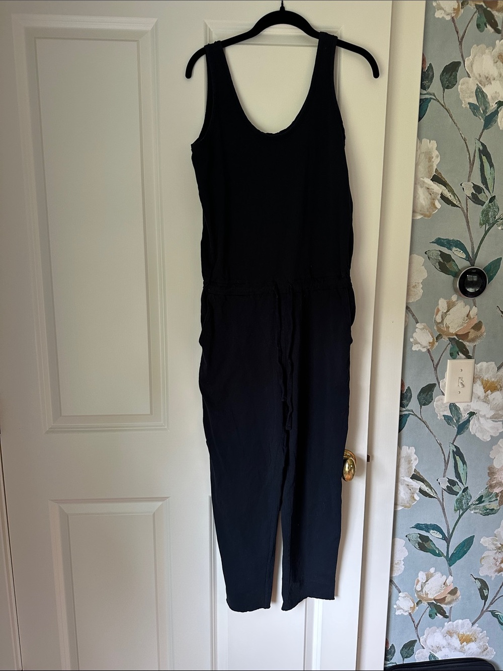 Frank & Eileen Navy Blue Sleeveless Drawstring Jumpsuit